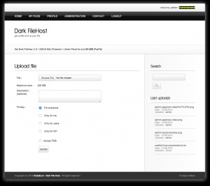 Dark File Host home Page