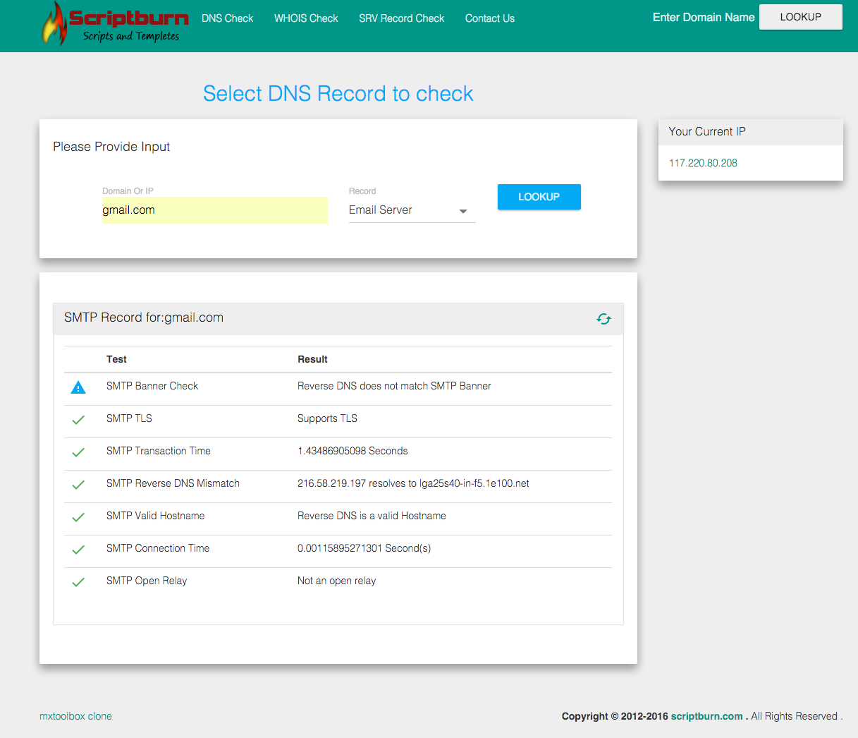 Scriptburn Scriptburn mxtoolbox clone email server check 